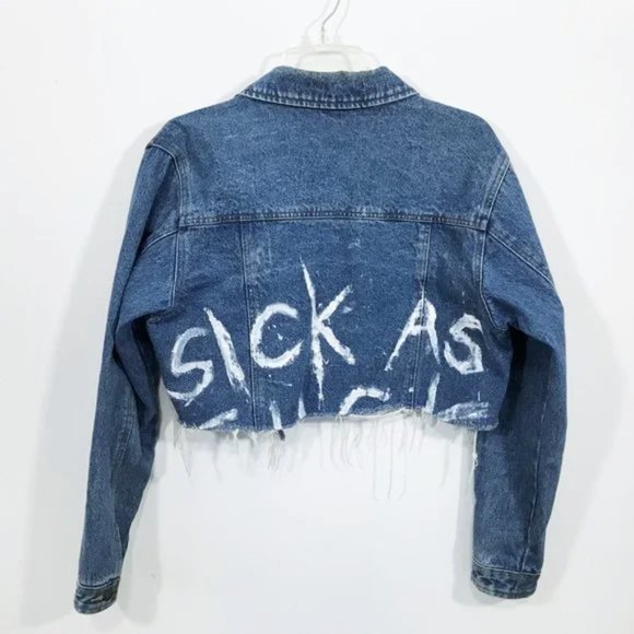 Custom Jackets & Blazers - Women's Cropped Denim Jacket L Painted